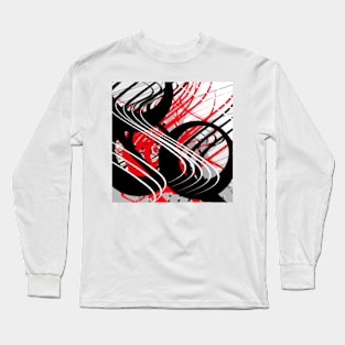 life silver white red black abstract geometric digital painting Long Sleeve T-Shirt